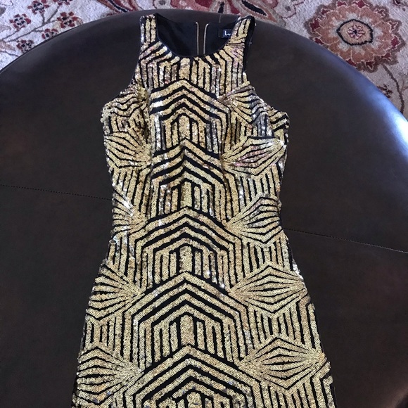 Gold Sequin Bodycon Dress - Picture 1 of 3